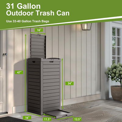 Sanovia™ 39-Gallon Patio Trash Can with Lid - Black - Single