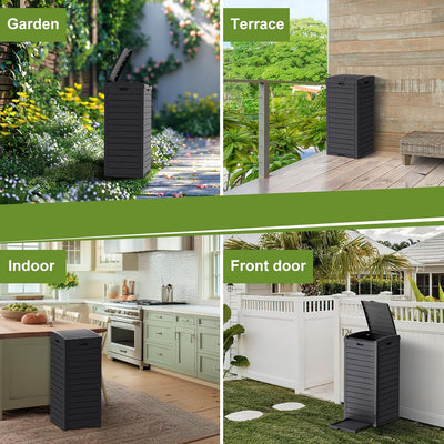 Sanovia™ 39-Gallon Patio Trash Can with Lid - Black - Single